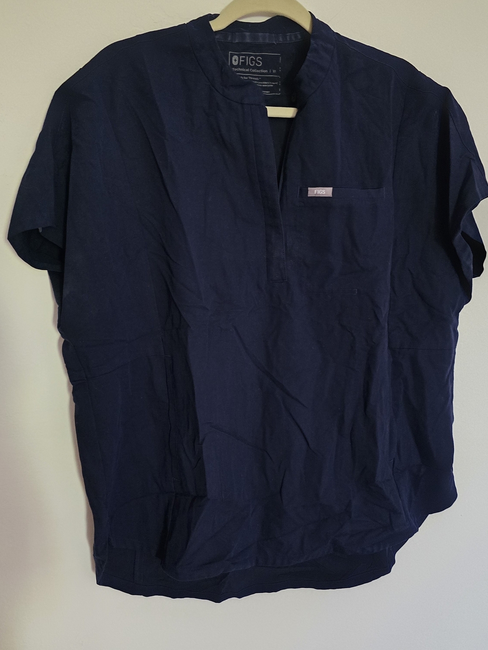 FIGS Technical Collection Scrub Top XL Navy Blue